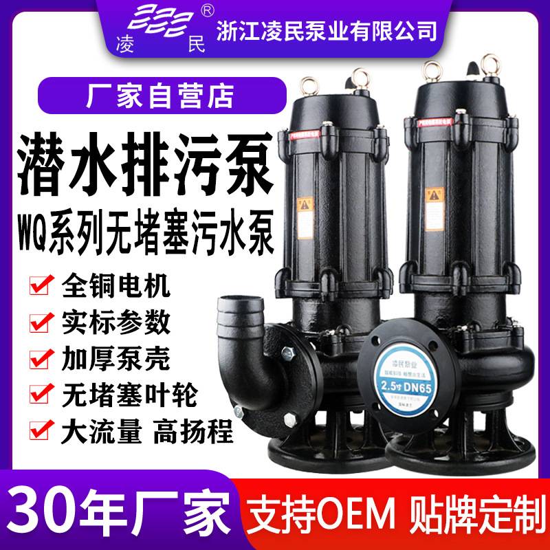 工程污水泵WQ潜污泵工地项目大流量水泵污水提升地下室立式排污泵