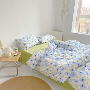 又见夏 插画师原创清新小花全棉三四件套床单被套枕W套学生宿舍床
