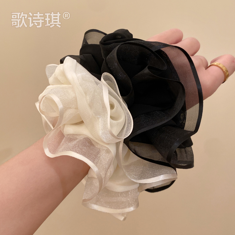 超仙~网纱大肠发圈女网红2024新款夏天头花高级T感丸子头马尾发绳