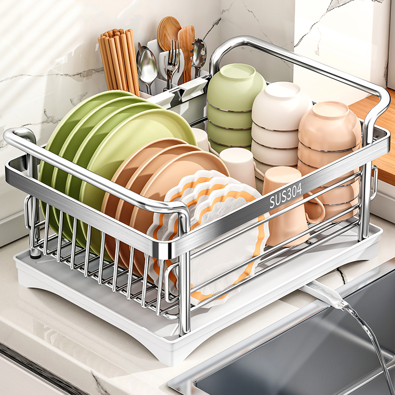 不锈钢304沥水碗架台面碗碟收纳架G厨房置物架放碗筷碗盘沥水篮