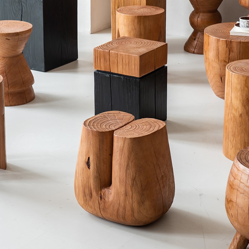 原木凳子a酒店民宿根雕实木墩子沙发边角几茶几花架矮凳床头柜摆
