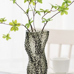 北欧创意印象水滴纹玻璃花瓶厚重玻璃花瓶客厅插花鲜花水培装饰