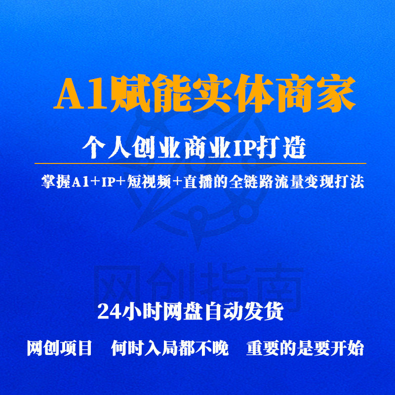 A1赋能实体商家个人创业商业IP打造短视频直播全链路流量变现打法