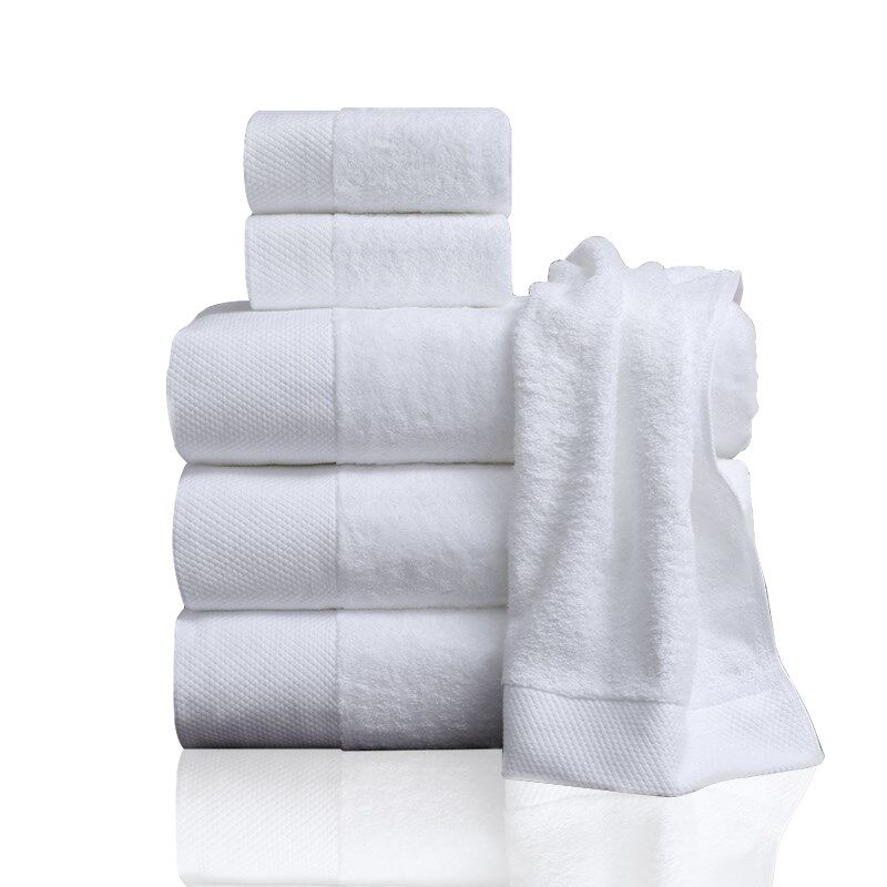 酒店毛巾纯棉白色浴巾宾馆专用定制成人大号三件套柔软加厚