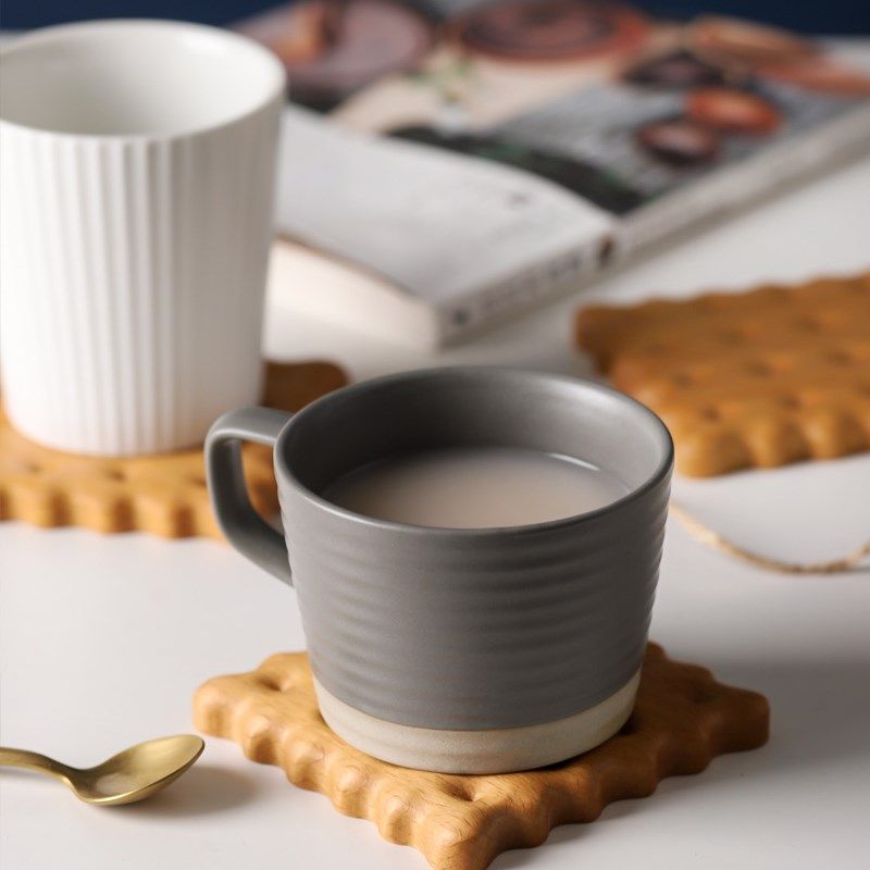 创意饼干隔热垫实木杯垫餐桌装饰垫防烫黑胡桃木茶水杯垫拍照道具