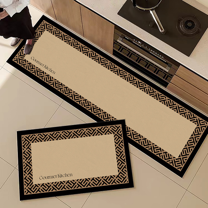厨房地垫可擦免清洗pu皮革防水防油污家用厨房垫抗污耐脏防滑脚垫