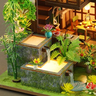 diy小屋竹泉小院日式阁楼别墅手工制作拼装立体模型玩具生日礼物