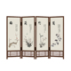 新中式 移动折叠屏风隔断客厅办公室古风实木镂空国画梅兰竹菊图