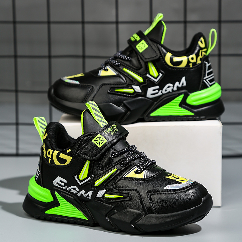 男童运动鞋2024秋冬新款中大童皮面网面跑步鞋儿童男孩休闲潮童鞋