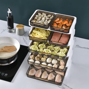 菜架子厨房置物架加厚塑料多层配菜盒家用台面分格备菜神器放菜盘