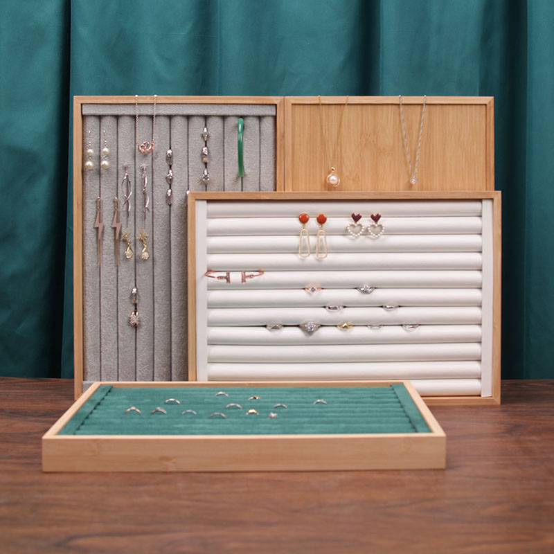 轻奢实木竹木戒指盘耳钉收纳v展示盘柜台摆摊首饰饰品展示陈列道