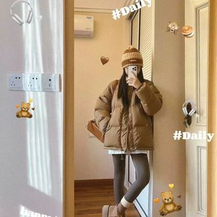 2024新款冬装搭配一整套盐系轻熟棕色棉服高级感小洋装两件套装