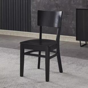 北欧纯实木白蜡木餐椅现代简约家用黑色中式小户型全实木靠背椅子