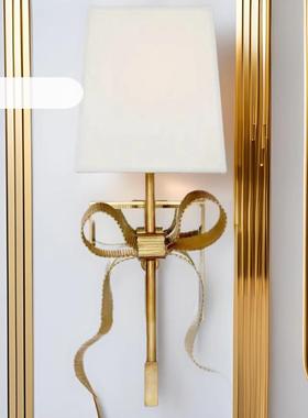 VC1:1复刻美式轻奢纯铜壁灯女孩卧室床头蝴蝶结灯法式走廊简约客