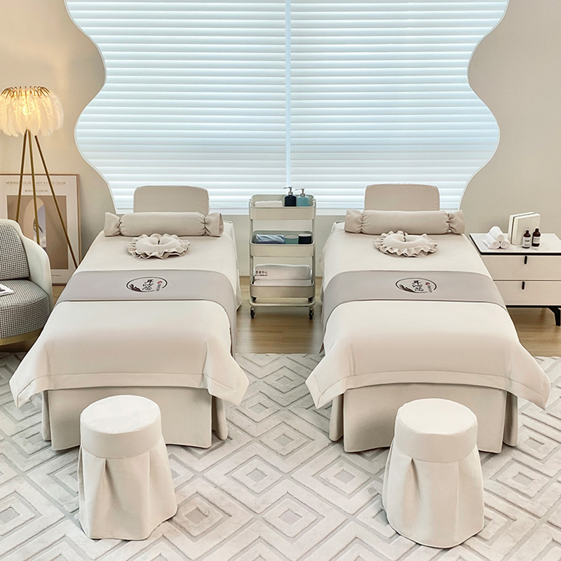 网红美容床罩四件套高档美v容院专用洗头按摩床单防滑床罩四季通