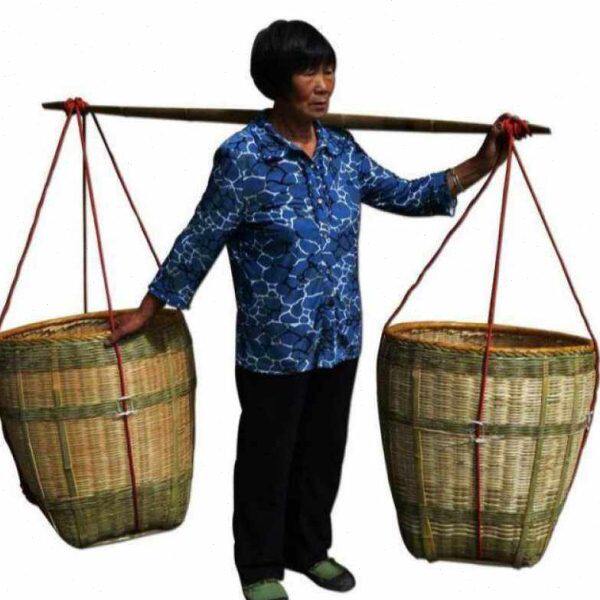 背萝竹编 背篓 家用采茶竹篓篮子斜挎茶娄背楼鱼篓小竹筐