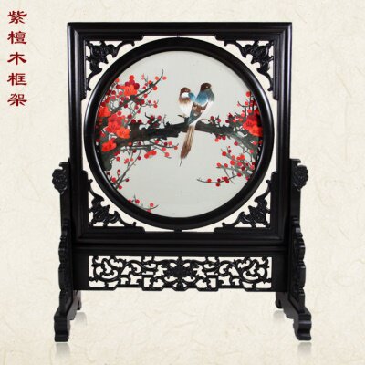 汴绣精品 喜上眉梢 结婚喜庆 喜事喜鹊 梅花 纯手工刺绣礼品