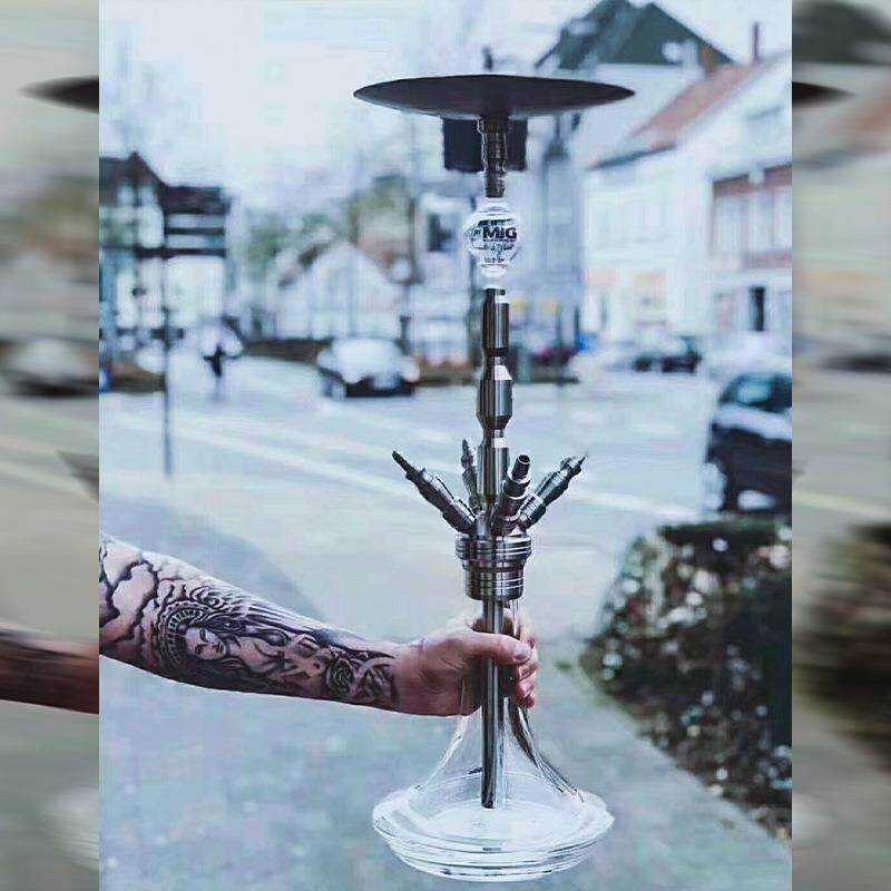 跨境货源 阿拉伯水烟大号3.0不锈钢酒吧家用水烟壶单管三管shisha
