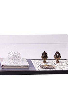 创意新中式现代透明亚克力罩子套装组合桌面摆件博古架书房艺术品