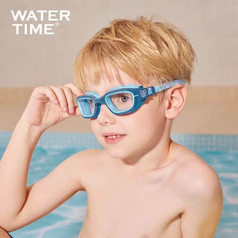 WaterTime/水川儿童泳镜男女童大框防水防雾高清游泳眼镜泳帽