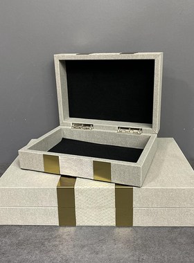 新中式样板房装饰盒衣帽间梳妆台收纳盒摆件首饰盒子套装玄关摆设