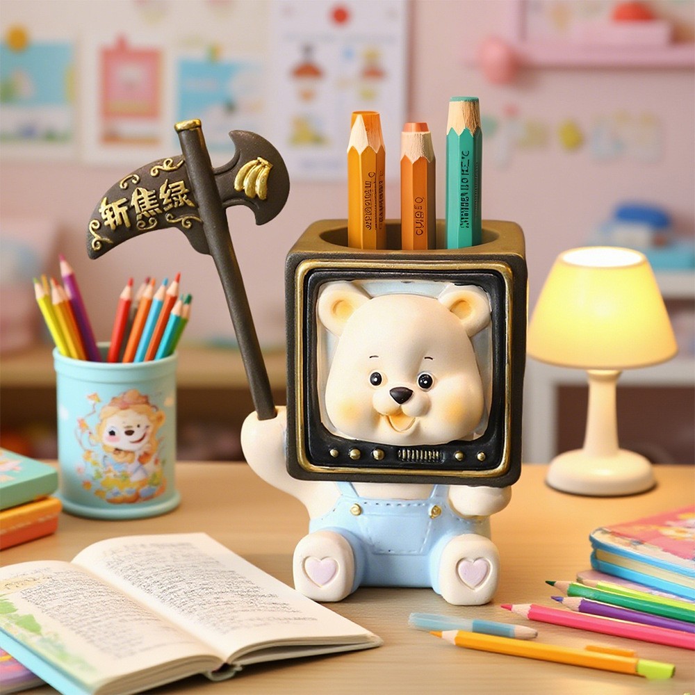 卡通可爱小熊笔筒开学季学生礼物创意桌面小熊笔筒摆件装饰礼品