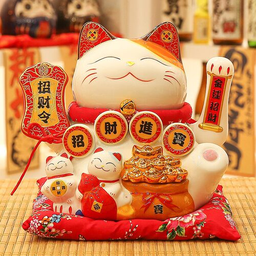 招财猫摆件开业生意兴隆礼物前台自动摇手店铺收银前台招手发财猫