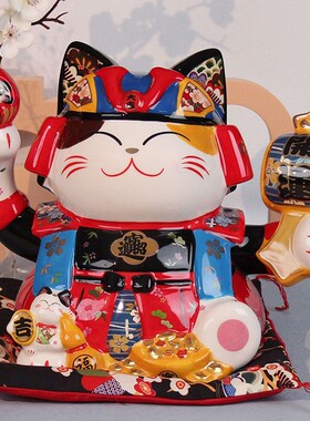 福缘大号陶瓷武士招财猫礼品店铺开业礼物存钱罐客厅家居玄关装饰