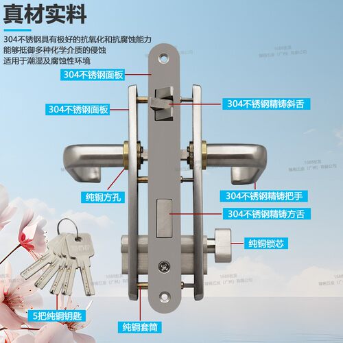 船用防火门锁304不锈钢C-1H游艇舱室锁房车安全锁具配件防火升级