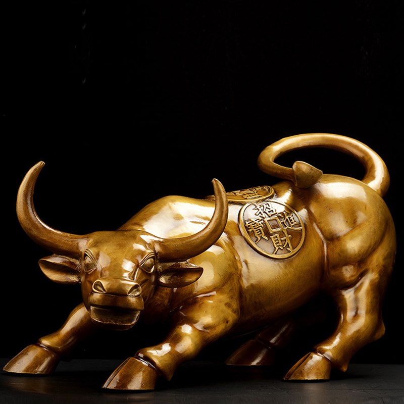 2JGB铜牛摆件华尔街金牛生肖牛大号牛气冲天家居客厅办公室装饰品