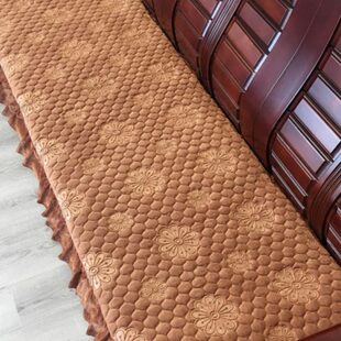 加厚冬季实木沙发垫花边毛绒防滑中式红木沙发办公室长椅三人坐垫