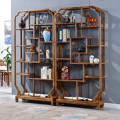 红木家具鸡翅木博古架实木凹角多宝阁客厅置物架玄关隔断架收纳架