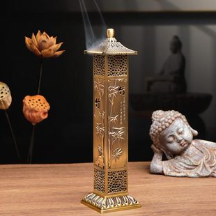 竹子中式熏香炉家用室内禅意茶道书房摆件沉檀21cm线香立式香插筒