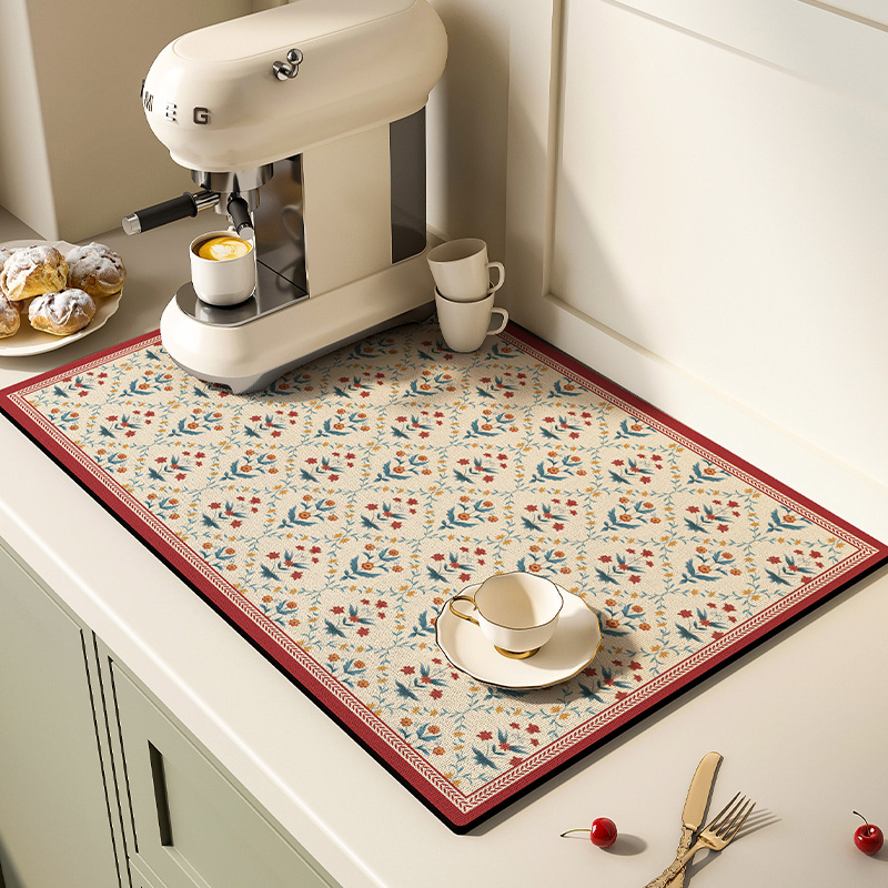 复古防烫餐桌垫片轻奢高级感v吸水垫隔热杯垫硅藻泥厨房台面沥水