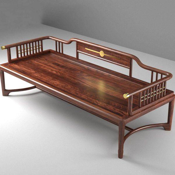 新中式实木乌金木罗汉床两用沙发床榻茶桌椅组合老榆木推拉床家具