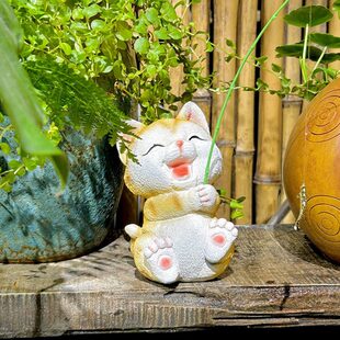 户外园林假山池塘造景小猫钓鱼翁树脂工艺家居摆件礼品物装饰乡村