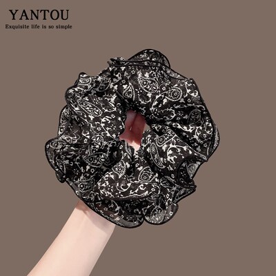 新中式复古碎花双层n大肠发圈女气质低马尾发绳扎头发头绳皮筋头