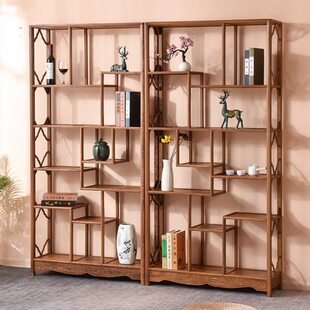 红木家具鸡翅木博古架红木置物架实木陈列架中式仿古古董架隔断