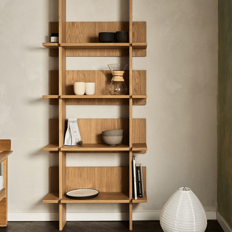 实木书架落地置物架橡木超薄卧室客厅墙J上收纳架一体靠墙储物架