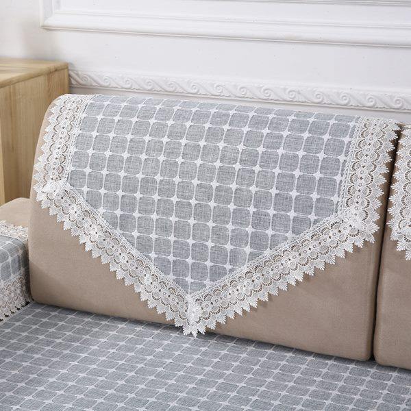 防滑靠背巾沙发扶手巾布艺防尘四季四季通用格子简约现代沙发垫套