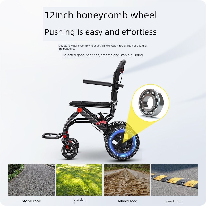 鱼跃轮椅轻便h折叠小型老年人专用超轻便携式旅行出游简易代步车