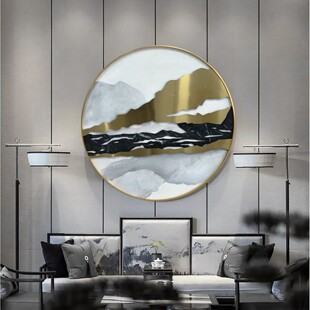 装饰画客厅卧室挂画轻奢中式风格山水壁画酒店晶瓷漆画风景画