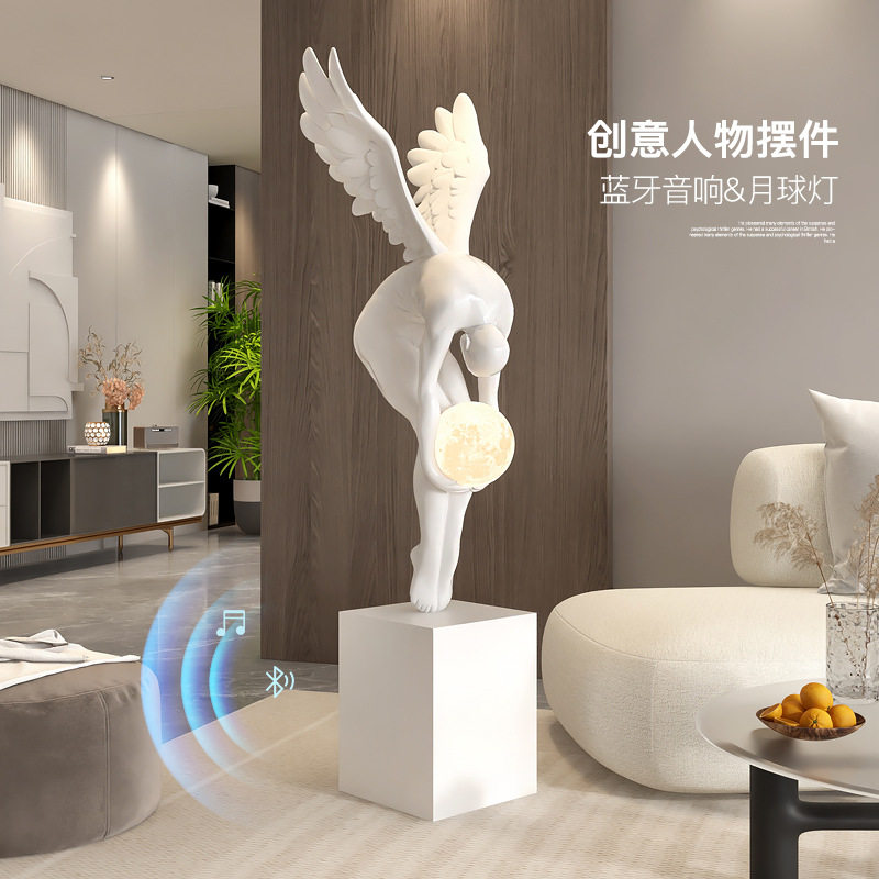 现代轻奢艺术人物落地灯摆件客厅玄关抽象工艺品酒店大堂天使雕塑