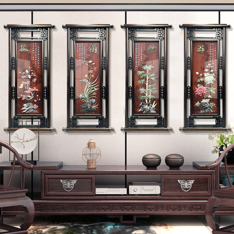 客厅装饰画餐厅办公挂画春夏秋冬3d立体浮雕画玉雕画厂家直销