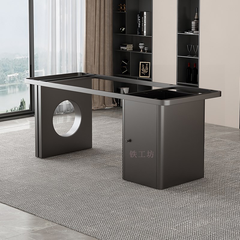 岩板餐桌腿支架不锈钢办公桌w腿阳台茶台支撑架奢石泡茶桌底座桌