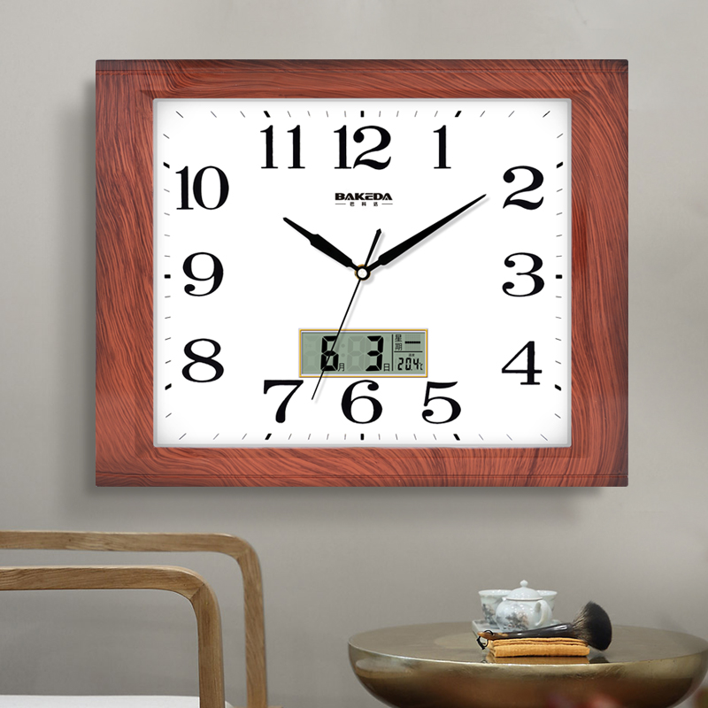 简约夜光挂钟卧室静音o创意钟表客厅现代时尚石英钟表家用方形时