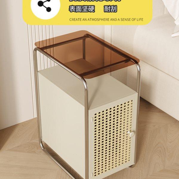 奶油风卧室网红小型窄边床头柜简约现代轻奢高级感床头收纳小柜子,住宅家具,床头柜,淘宝优惠券,粉丝福利购,淘宝优惠卷