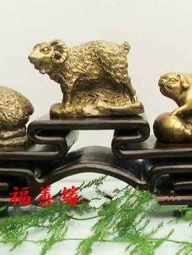 属羊者三合摆件铜生肖猪兔羊亥卯未三合工艺饰品橱柜摆设