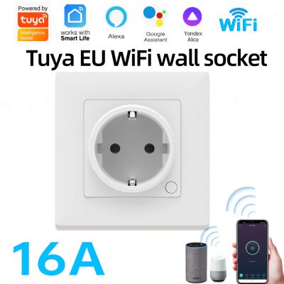 智能欧规墙壁插座86型入墙式app开关控制带计电量AI语音智能插座