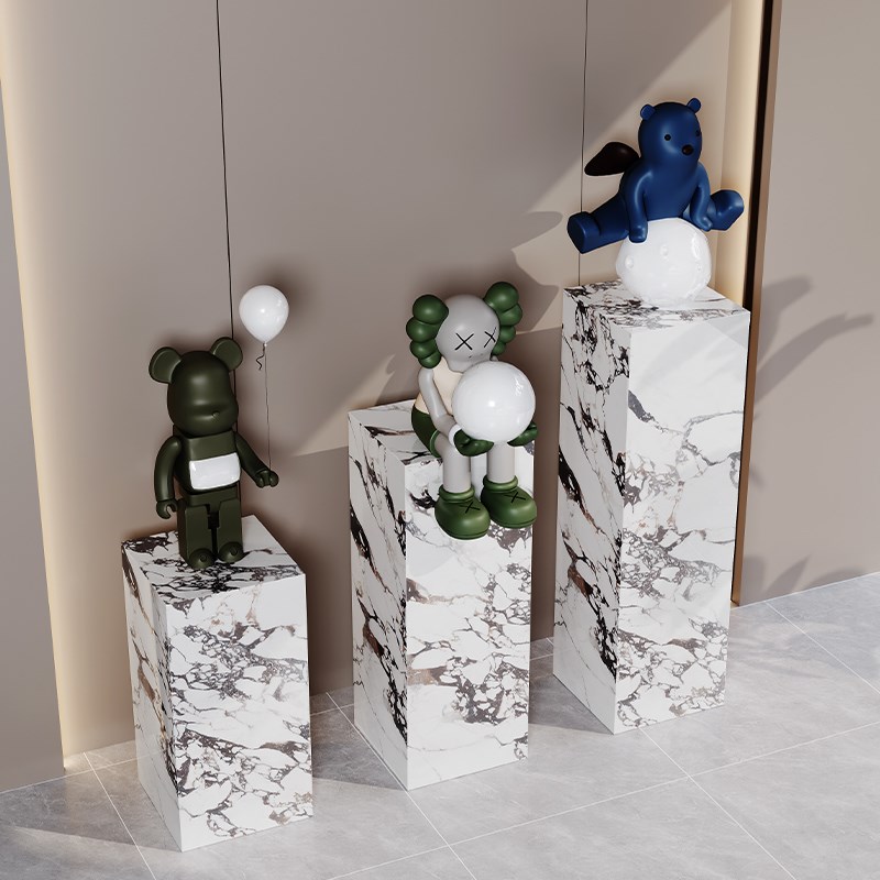 大理石雕塑e底座岩板花架板电视柜旁边落地客厅花架摆件底基座台